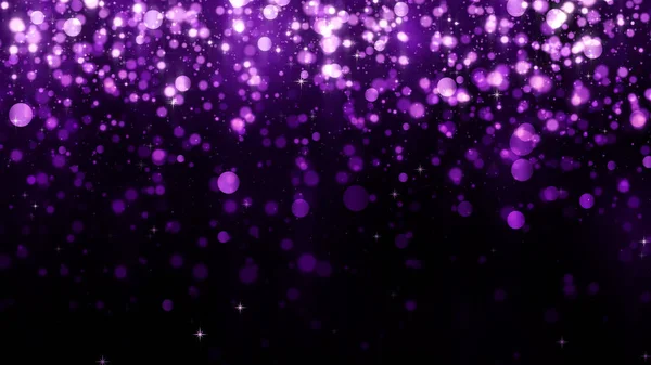 Fond de luxe avec des paillettes tombant particules violettes. Beau modèle de fond de lumière de vacances pour un design haut de gamme. Particule magique brillante tombante avec lumière — Photo