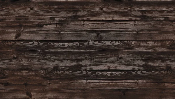 Textura de madera cepillada marrón, vista superior de la mesa de madera. Fondo de pared oscura, textura de la mesa superior vieja, fondo vintage grunge, sin costuras — Foto de Stock