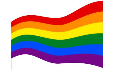 Uçan gökkuşağı bayrağı gurur lgbt ve lgbtq sembolüdür. Gay lezbiyen transseksüel gökkuşağı dalga arka plan. Geçit töreni için çok renkli gay bayrağı, vektör
