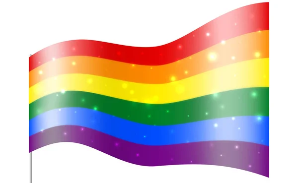 A csillogó fényes szivárványos zászló a Pride LMBT és LGBTQ szimbóluma. Homoszexuális leszbikus transznemű szivárvány hullám háttér. Multicolor meleg zászló a parádé, vektor — Stock Vector