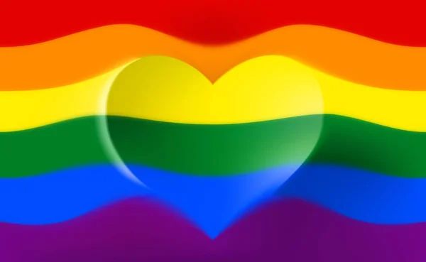 Le drapeau arc-en-ciel est un symbole de fierté lgbt et lgbtq avec une forme de coeur et le texte amour est amour. gay lesbienne transgenre arc-en-ciel flou vague fond Drapeau gay multicolore pour défilé, vecteur — Image vectorielle