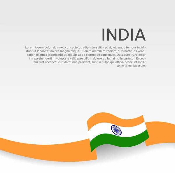 Indie flaga tle. Faliste wstążki kolory flaga Indii na białym tle. Plakat Narodowy. Wektor płaski projekt. Państwowy indyjski patriotyczny sztandar, okładka — Wektor stockowy