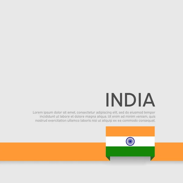 Indie flaga tle. Rribbon kolory flaga Indii na białym tle. Plakat Narodowy. Wektor płaski projekt. Państwowa indyjska okładka patriotyczna, ulotka — Wektor stockowy