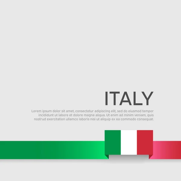 Itália bandeira de fundo. Bandeira de cor de fita de itália em um fundo branco. Cartaz nacional. Vector tricolor design plano. Folheto patriótico italiano do Estado, capa —  Vetores de Stock