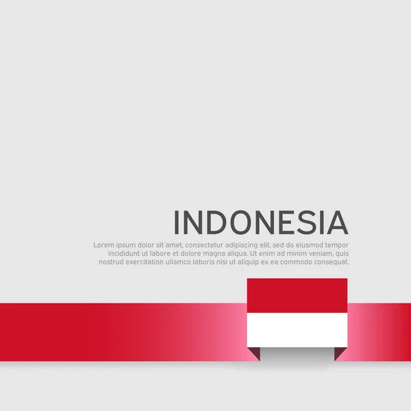 Latar belakang bendera Indonesia. Warna bendera Ribbon indonesia pada latar belakang putih. Poster nasional. Vektor desain datar. Panji patriotik negara, penutup, selebaran - Stok Vektor