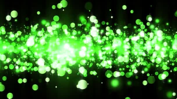 Fondo Con Partículas Verdes Brillantes Hermoso Fondo Luz Bokeh Confeti — Vídeo de stock