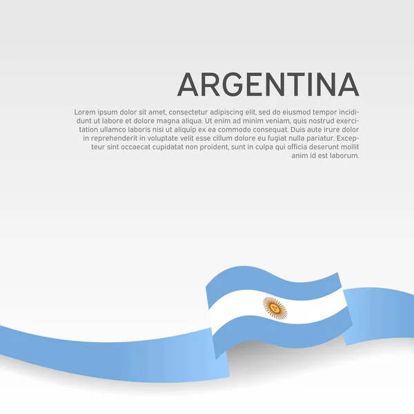 Bandeira da Argentina. Cartaz nacional. Fita ondulada cores bandeira argentina no fundo branco. Design de banner vetorial. Folheto patriótico estatal, capa —  Vetores de Stock