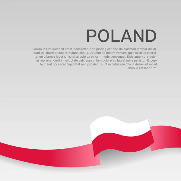 Πολωνία σημαία φόντο. Κυματιστή κορδέλα Πολωνίας χρώματα σημαία σε λευκό φόντο. Εθνική αφίσα. Σχεδιασμός διανύσματος. Πολωνικό κρατικό πανό, καλύψτε — Διανυσματικό Αρχείο