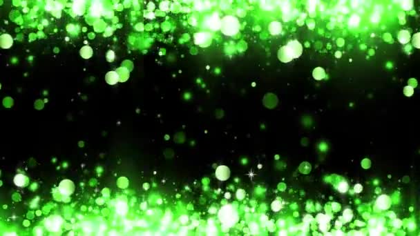 Hintergrund Mit Glänzenden Grünen Teilchen Glitzerteilchen Schöne Bokeh Licht Hintergrund — Stockvideo