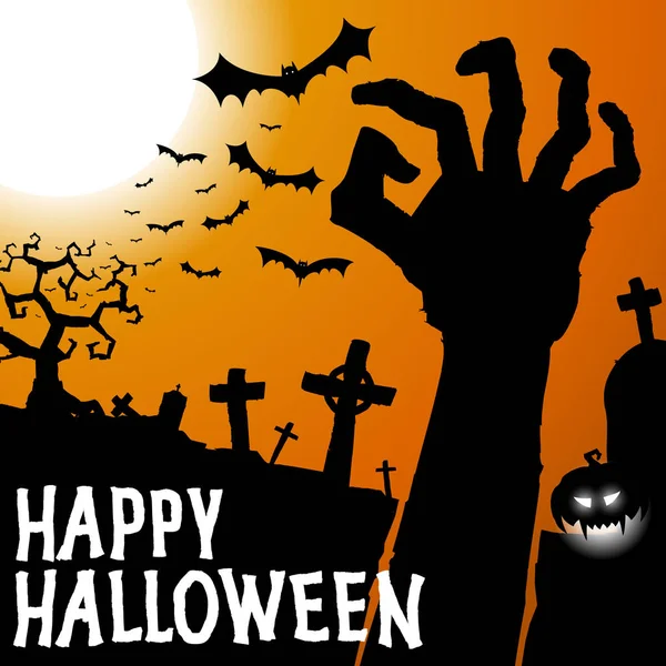 Bonne carte de vœux d'Halloween avec fond vectoriel main, affiche festive fête d'Halloween — Image vectorielle