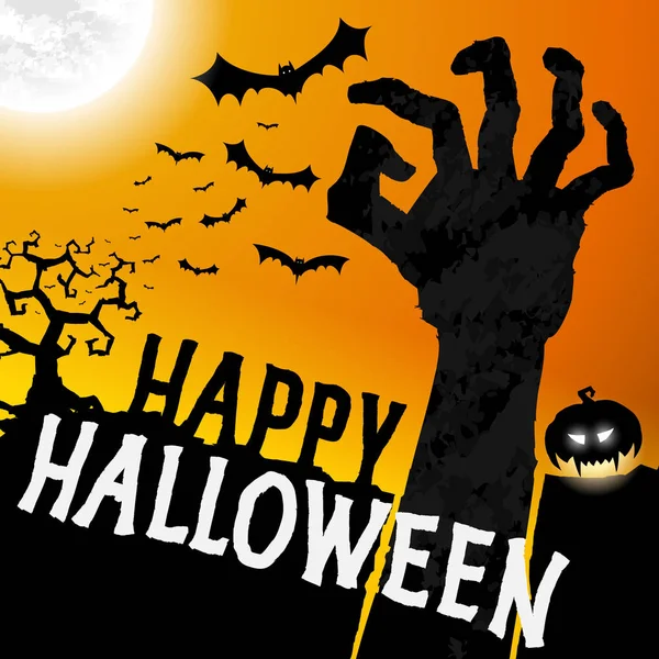 Carte de vœux Halloween avec fond vectoriel main, Affiche festive fête d'Halloween — Image vectorielle