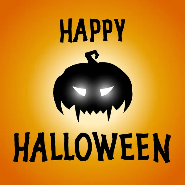 Joyeux poster vectoriel halloween, bannière festive fête halloween, citrouille noire sur fond jaune — Image vectorielle