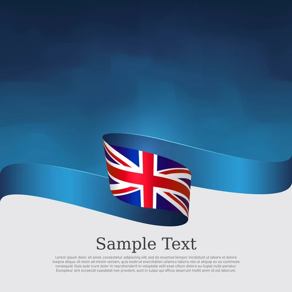 Bandeira da Grã-Bretanha. Bandeira de cor de fita ondulada de grande Grã-Bretanha em um fundo branco azul. Cartaz nacional do Reino Unido. Projeto vetorial. Reino Unido estado patriótico bandeira, panfleto, capa — Vetor de Stock