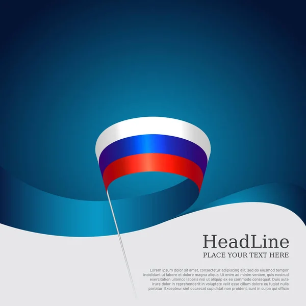 Ρωσική σημαία φόντο. Κυματιστή κορδέλα στο χρώμα της ρωσικής σημαίας σε μπλε λευκό φόντο. Εθνική αφίσα. Σχεδιασμός διανυσματικού τρίχρωμου. Ρωσικό πατριωτικό λάβαρο, εξώφυλλο, φυλλάδιο — Διανυσματικό Αρχείο