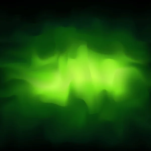 Verde velenoso fumo vettore sfondo astratto, nebbia. Nuvola incandescente di fumo su uno sfondo verde scuro. Molta energia, plasma. Astratto sfondo fumoso per un design fresco — Vettoriale Stock
