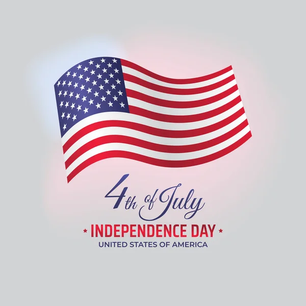 7月4日のアメリカ独立記念日のポスター 白地にアメリカ国旗 バナーグリーティングカード 7月4日 アメリカ合衆国の祝日 ベクターイラスト テンプレート — ストックベクタ
