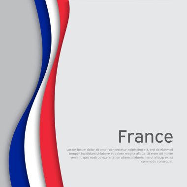 Soyut el sallayan Fransa bayrağı. Kağıt kesim stili. Vatansever, şenlikli kart tasarımı için yaratıcı bir geçmiş. Ulusal Poster. Fransız vatansever kapağı, broşür, broşür. Vektör üç renk tasarımı