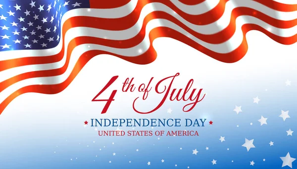 ポスター7月4日のUsa独立記念日 アメリカ国旗と輝く太陽が輝く星の背景のベクトルテンプレート 7月4日 アメリカ合衆国の祝日 ベクターイラスト バナー — ストックベクタ