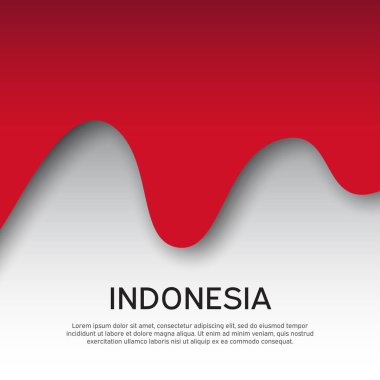 Endonezya 'nın soyut bayrağı. Kağıt kesim stili. Vatansever tatil kartı tasarımı için yaratıcı bir geçmiş. Poster için grafiksel soyut arkaplan. Vektör illüstrasyon - Endonezya bayrağı. Pankart