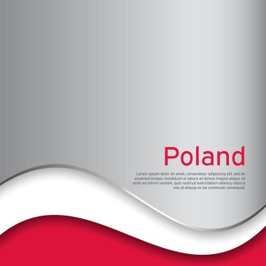 Kapak, Polonya 'nın ulusal renklerinde pankart. Soyut dalgalanan Polonya bayrağı. Vatansever kapak, iş broşürü, broşür. Ulusal Polonyalı posteri. Kağıt kesiği. Vektör tasarımı, illüstrasyon