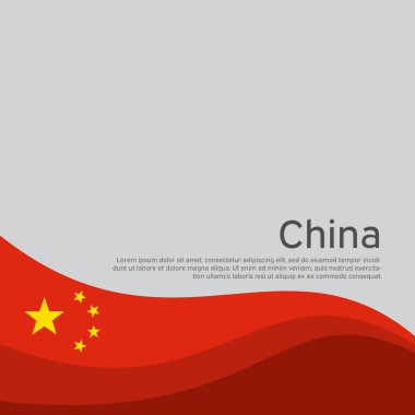 Soyut Çin bayrağı sallama. Vatansever tatil kartı tasarımı için yaratıcı bir geçmiş. Ulusal Poster. Kapak, Çin 'in ulusal renklerinde pankart. Vektör illüstrasyonu