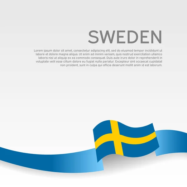 Fond Avec Drapeau Suède Drapeau Suède Avec Ruban Ondulé Sur — Image vectorielle