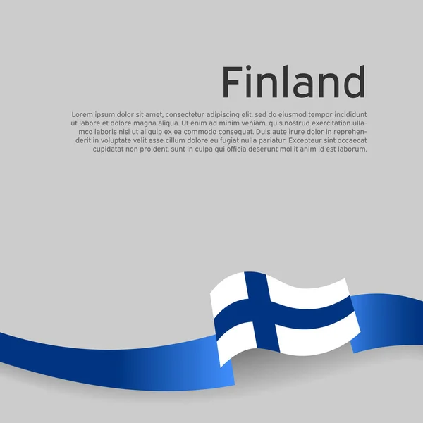 Походження Прапора Фінляндії Фінські Прапори Хвилястими Стрічками Білому Тлі Національний — стоковий вектор