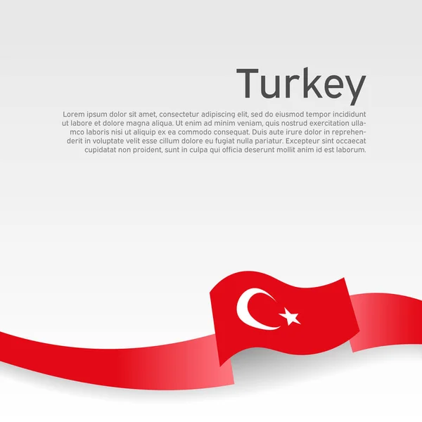Fondo Con Bandera Pavo Bandera Turquía Con Cinta Ondulada Sobre — Vector de stock