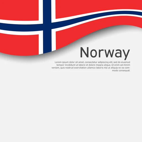 Флаг Норвегии Белом Волнистом Фоне Национальный Плакат Norway Норвежское Патриотическое — стоковый вектор