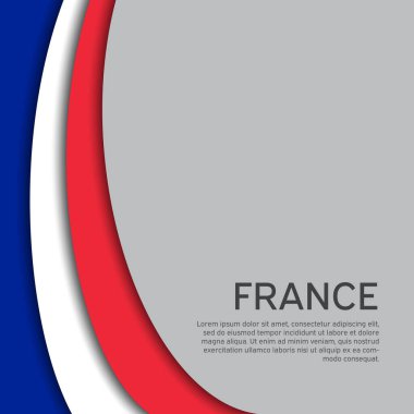 Soyut el sallayan Fransa bayrağı. Kağıt kesim stili. Vatansever, şenlikli kart tasarımı için yaratıcı bir geçmiş. Ulusal Poster. Fransız vatansever kapağı, broşür, broşür. Vektör üç renk tasarımı