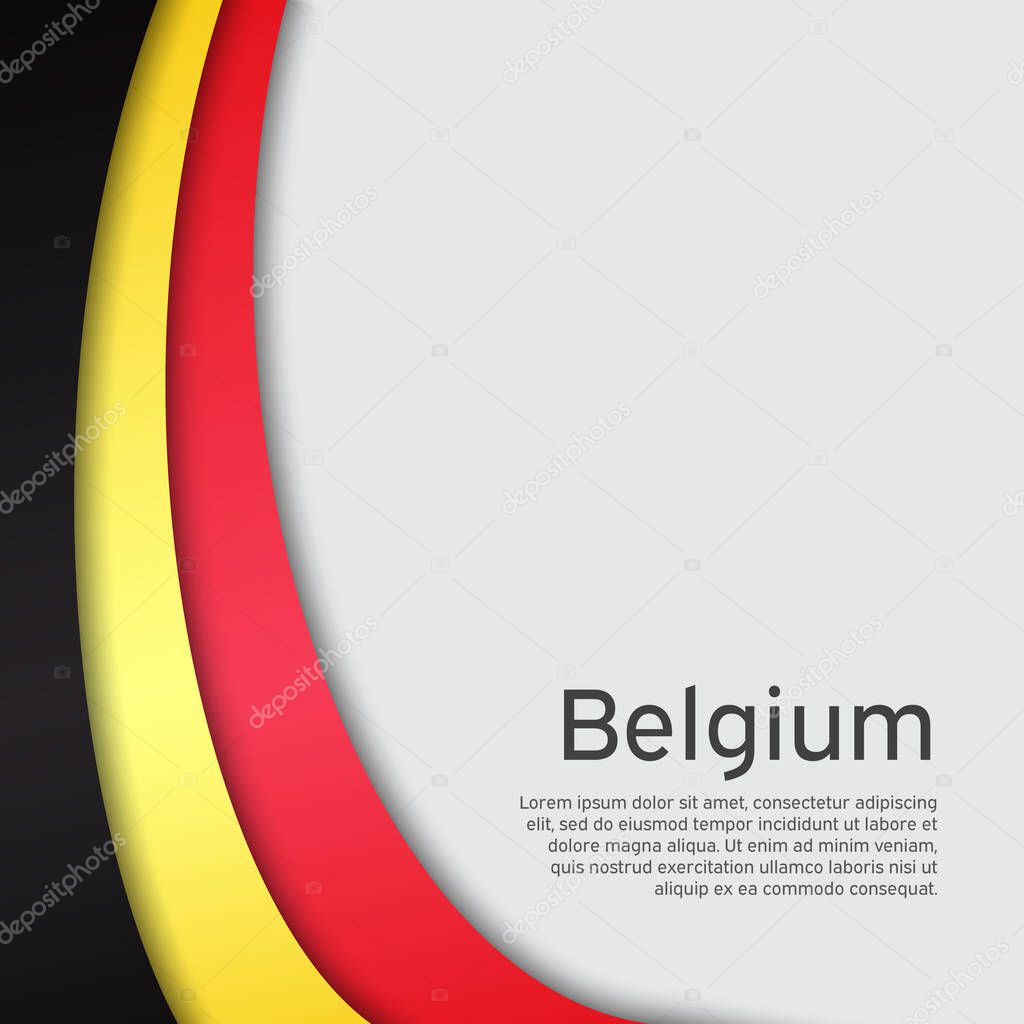 Abstract waving belgium flag. Creative background for belgium holidays postcard design. Business booklet. Paper cut style. Graphic background for poster. Vector illustration of the belgian flag. banner