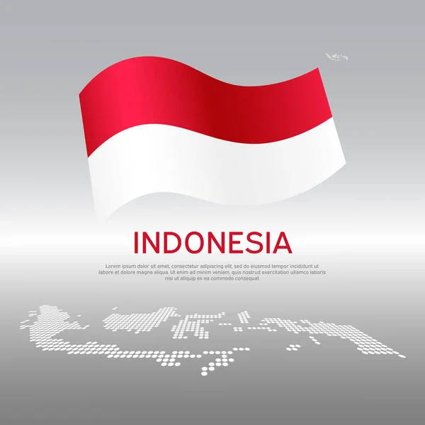 Indonesia Wavy Flag Mosaic Map Light Background Creative Background National — Stock Vector