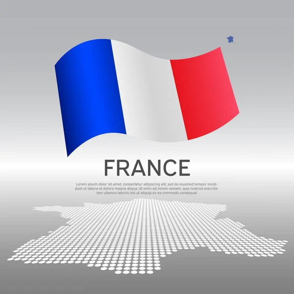 Франція Хвилює Прапором Мозаїчною Картою Світлому Тлі Творчий Фон Національного — стоковий вектор
