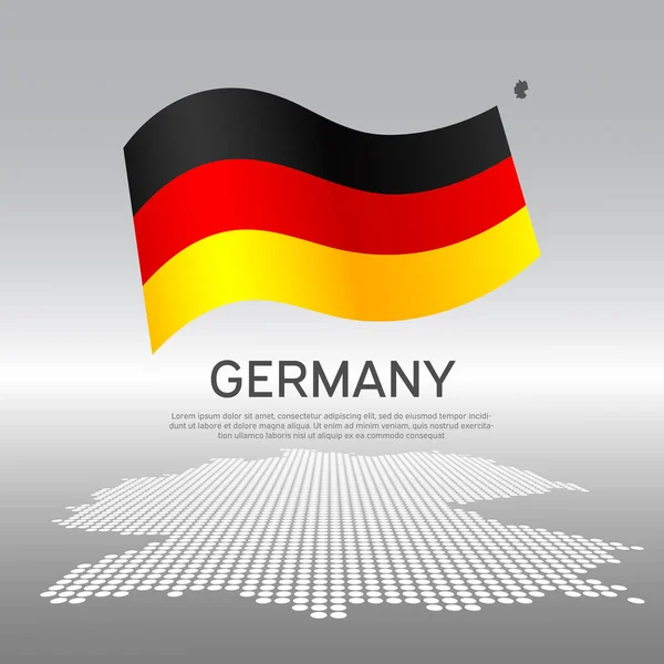 Γερμανική Κυματιστή Σημαία Και Ψηφιδωτός Χάρτης Φόντο Φωτός Δημιουργικό Υπόβαθρο — Διανυσματικό Αρχείο