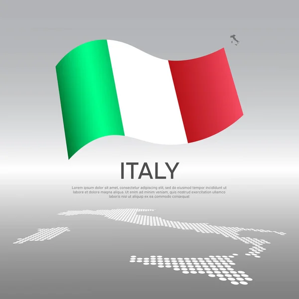 이탈리아에서는 깃발과 모자이크 지도가 배경에 비추어 립니다 이탈리아 포스터를 창의적 — 스톡 벡터