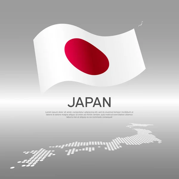 Ιαπωνική Κυματιστή Σημαία Και Ψηφιδωτός Χάρτης Φόντο Φωτός Δημιουργικό Υπόβαθρο — Διανυσματικό Αρχείο