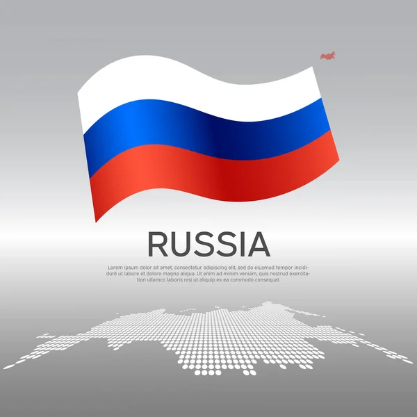 Ρωσία Κυματιστή Σημαία Και Ψηφιδωτό Χάρτη Φόντο Φωτός Δημιουργικό Υπόβαθρο — Διανυσματικό Αρχείο