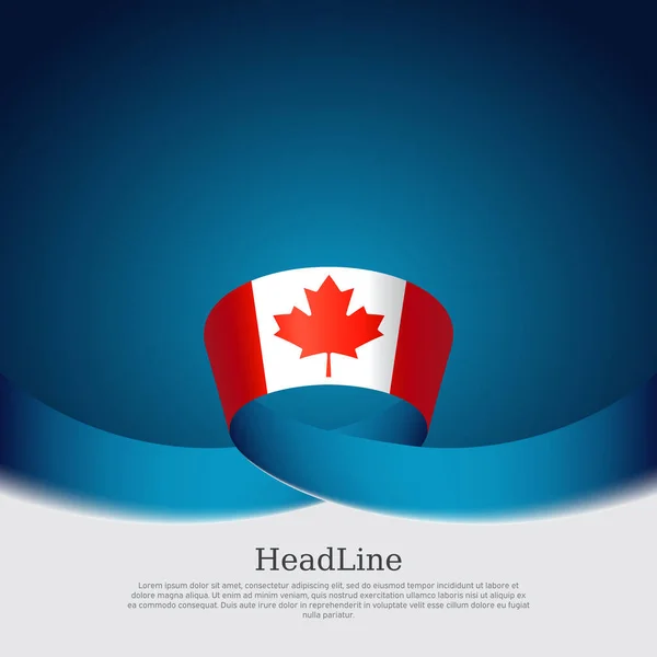 Canada flag background. Canada flag wavy ribbon on blue white background. National poster. Vector business brochure design. State Canadian patriotic banner, cover, flyer