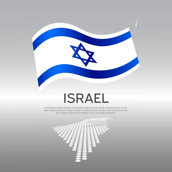 이스라엘은 배경으로 깃발과 모자이크 지도를 흔들고 있습니다 이스라엘 포스터를 창조적 — 스톡 벡터