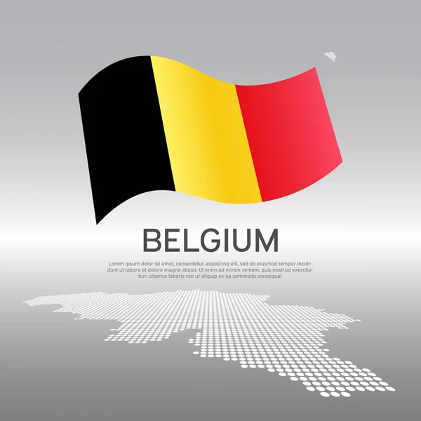 Drapeau Ondulé Belgique Carte Mosaïque Sur Fond Clair Contexte Créatif — Image vectorielle