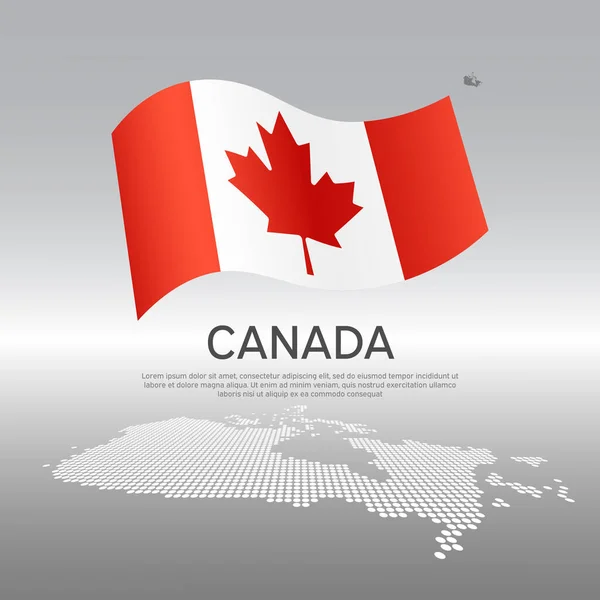 Kanada Wellenförmige Flagge Und Mosaikkarte Auf Hellem Hintergrund Kreativer Hintergrund — Stockvektor