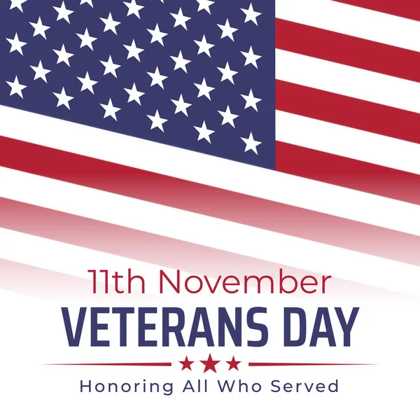 Днем Ветеранов Знамя Поздравительная Открытка Американский Флаг Белом Фоне Национальный — стоковый вектор