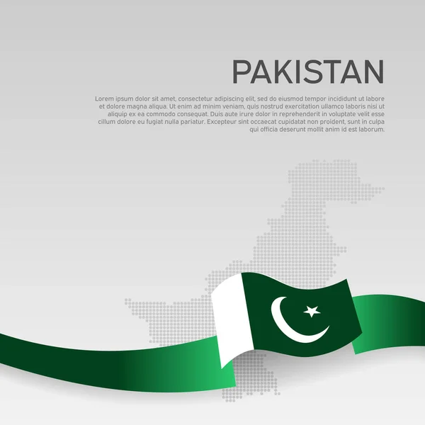 Bandera Ondulada Pakistán Mapa Mosaico Sobre Fondo Blanco Cinta Ondulada — Vector de stock