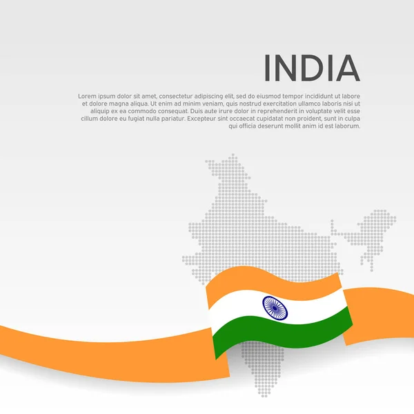 Inde Drapeau Ondulé Carte Mosaïque Sur Fond Blanc Ruban Ondulé — Image vectorielle