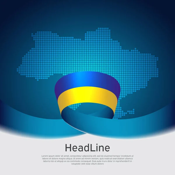 Ukrayna Bayrağı Geçmişi Mozaik Harita Mavi Beyaz Arka Planda Ukrayna — Stok Vektör
