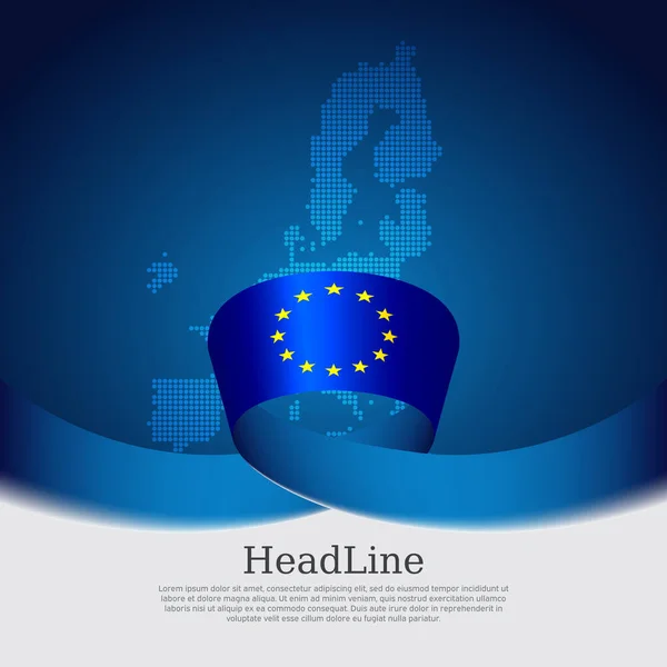欧洲统一旗帜 白色背景上有马赛克地图 欧盟旗帜背景 封面模板 展示企业的横幅 欧盟海报 矢量设计 — 图库矢量图片