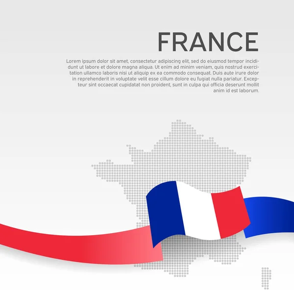 Francja Falista Flaga Mozaika Mapa Białym Tle Flaga Francuskiej Wstążki — Wektor stockowy