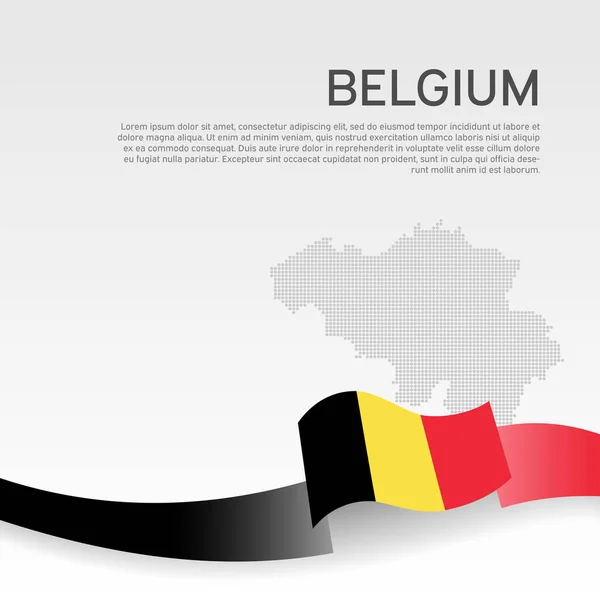 Drapeau Ondulé Belgique Carte Mosaïque Sur Fond Blanc Ruban Ondulé — Image vectorielle