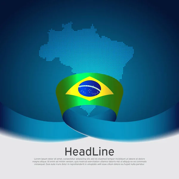 Фон Флага Бразилии Мозаичная Карта Флаг Бразилии Синем Белом Фоне — стоковый вектор