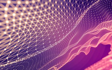 Noktaları ve çizgileri birleştiren soyut çokgen uzay düşük polyester arka plan. Bağlantı yapısı. 3d oluşturma